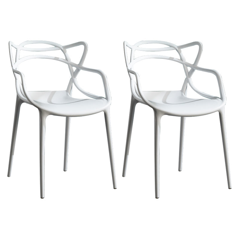Contemporary Style Kitchen Dining Chairs Dining Arm Side Chair with Plastic Legs White 2 Piece Set Clearhalo ' kitchen&dining_furn' 'Dining Chairs' 'Dining Tables & Seating' 'dining_chair' 'furn' 'furn_dining_chair' 'Furniture' 'furniture_dining_chair' 'Kitchen & Dining Furniture' 'kitchen' 4065920