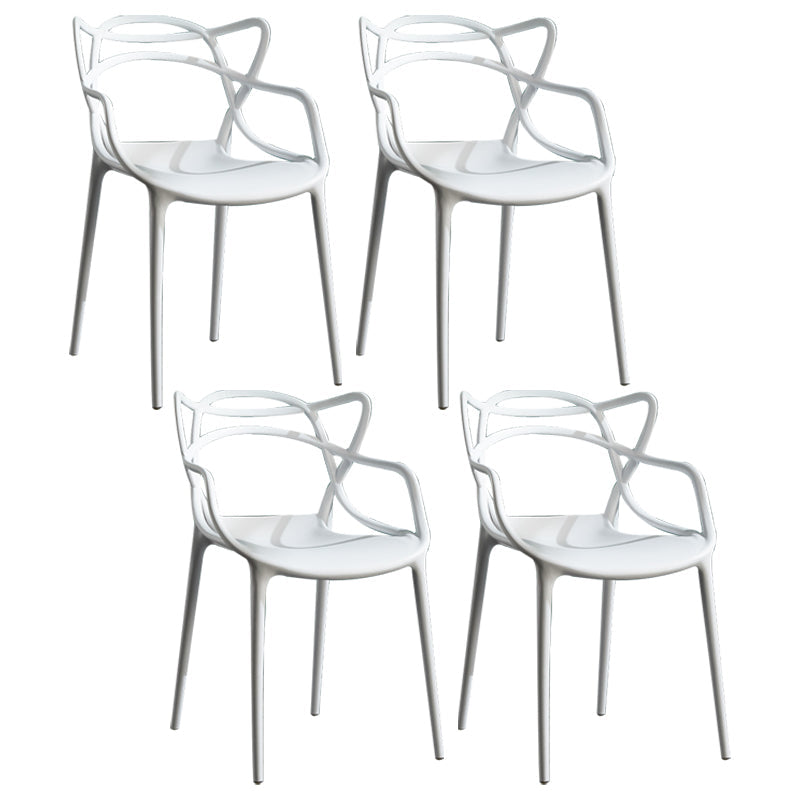 Contemporary Style Kitchen Dining Chairs Dining Arm Side Chair with Plastic Legs White 4 Piece Set Clearhalo ' kitchen&dining_furn' 'Dining Chairs' 'Dining Tables & Seating' 'dining_chair' 'furn' 'furn_dining_chair' 'Furniture' 'furniture_dining_chair' 'Kitchen & Dining Furniture' 'kitchen' 4065923