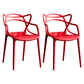 Contemporary Style Kitchen Dining Chairs Dining Arm Side Chair with Plastic Legs Red 2 Piece Set Clearhalo ' kitchen&dining_furn' 'Dining Chairs' 'Dining Tables & Seating' 'dining_chair' 'furn' 'furn_dining_chair' 'Furniture' 'furniture_dining_chair' 'Kitchen & Dining Furniture' 'kitchen' 4065927