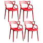 Contemporary Style Kitchen Dining Chairs Dining Arm Side Chair with Plastic Legs Red 4 Piece Set Clearhalo ' kitchen&dining_furn' 'Dining Chairs' 'Dining Tables & Seating' 'dining_chair' 'furn' 'furn_dining_chair' 'Furniture' 'furniture_dining_chair' 'Kitchen & Dining Furniture' 'kitchen' 4065928