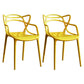 Contemporary Style Kitchen Dining Chairs Dining Arm Side Chair with Plastic Legs Yellow 2 Piece Set Clearhalo ' kitchen&dining_furn' 'Dining Chairs' 'Dining Tables & Seating' 'dining_chair' 'furn' 'furn_dining_chair' 'Furniture' 'furniture_dining_chair' 'Kitchen & Dining Furniture' 'kitchen' 4065930