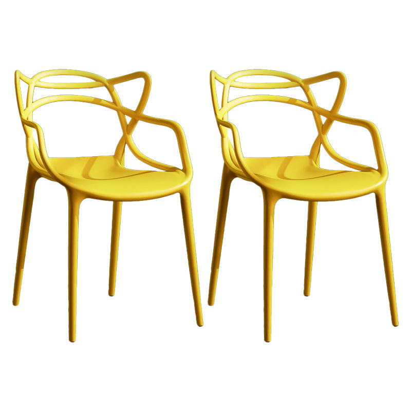 Contemporary Style Kitchen Dining Chairs Dining Arm Side Chair with Plastic Legs Yellow 2 Piece Set Clearhalo ' kitchen&dining_furn' 'Dining Chairs' 'Dining Tables & Seating' 'dining_chair' 'furn' 'furn_dining_chair' 'Furniture' 'furniture_dining_chair' 'Kitchen & Dining Furniture' 'kitchen' 4065930