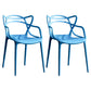 Contemporary Style Kitchen Dining Chairs Dining Arm Side Chair with Plastic Legs Blue 2 Piece Set Clearhalo ' kitchen&dining_furn' 'Dining Chairs' 'Dining Tables & Seating' 'dining_chair' 'furn' 'furn_dining_chair' 'Furniture' 'furniture_dining_chair' 'Kitchen & Dining Furniture' 'kitchen' 4065933