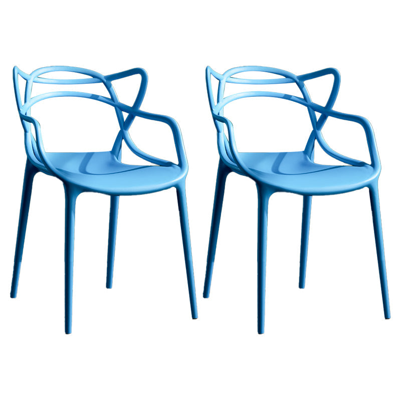 Contemporary Style Kitchen Dining Chairs Dining Arm Side Chair with Plastic Legs Blue 2 Piece Set Clearhalo ' kitchen&dining_furn' 'Dining Chairs' 'Dining Tables & Seating' 'dining_chair' 'furn' 'furn_dining_chair' 'Furniture' 'furniture_dining_chair' 'Kitchen & Dining Furniture' 'kitchen' 4065933
