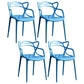 Contemporary Style Kitchen Dining Chairs Dining Arm Side Chair with Plastic Legs Blue 4 Piece Set Clearhalo ' kitchen&dining_furn' 'Dining Chairs' 'Dining Tables & Seating' 'dining_chair' 'furn' 'furn_dining_chair' 'Furniture' 'furniture_dining_chair' 'Kitchen & Dining Furniture' 'kitchen' 4065934