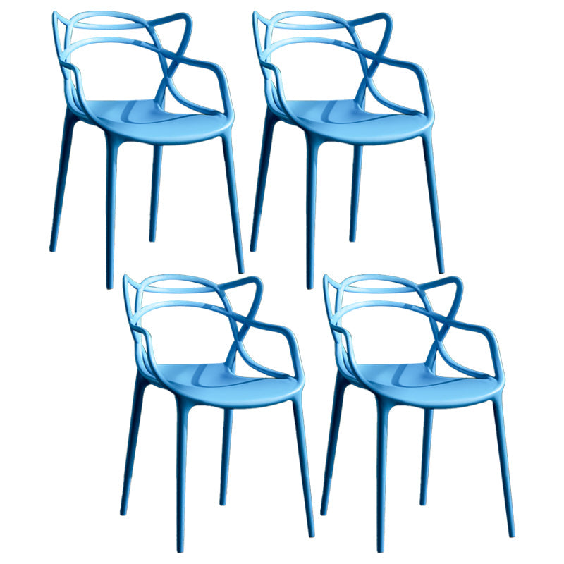 Contemporary Style Kitchen Dining Chairs Dining Arm Side Chair with Plastic Legs Blue 4 Piece Set Clearhalo ' kitchen&dining_furn' 'Dining Chairs' 'Dining Tables & Seating' 'dining_chair' 'furn' 'furn_dining_chair' 'Furniture' 'furniture_dining_chair' 'Kitchen & Dining Furniture' 'kitchen' 4065934
