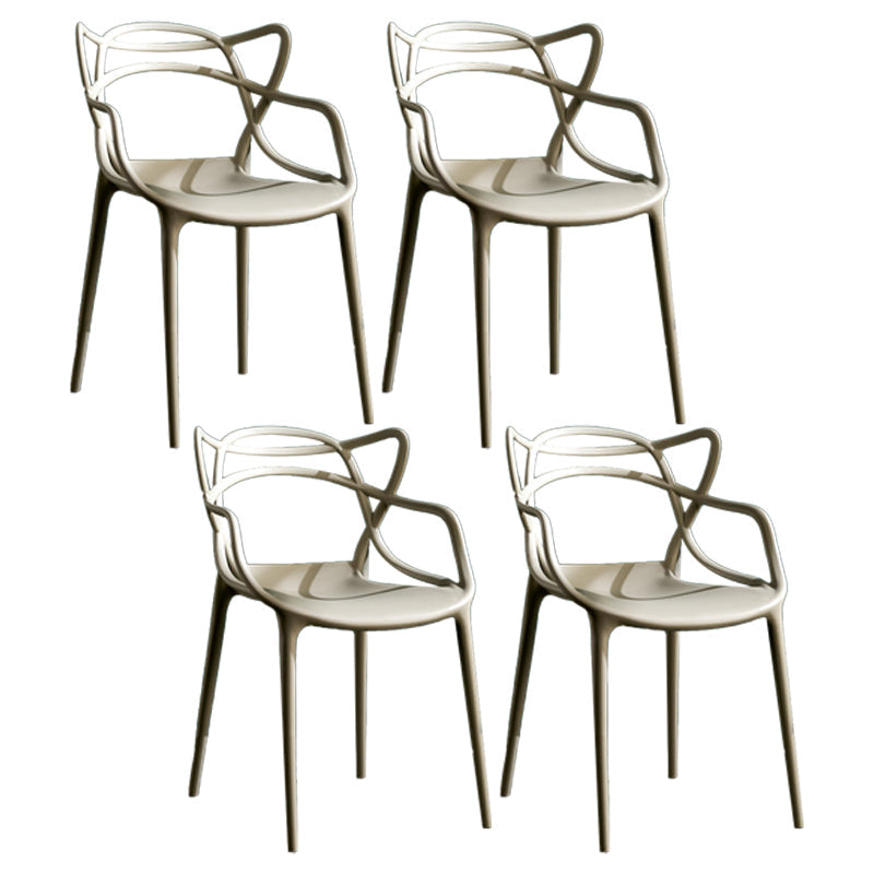 Contemporary Style Kitchen Dining Chairs Dining Arm Side Chair with Plastic Legs Khaki 4 Piece Set Clearhalo ' kitchen&dining_furn' 'Dining Chairs' 'Dining Tables & Seating' 'dining_chair' 'furn' 'furn_dining_chair' 'Furniture' 'furniture_dining_chair' 'Kitchen & Dining Furniture' 'kitchen' 4065940