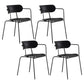 Industrial Style Kitchen Dining Chair Dining Stackable Arm Chairs with Metal Legs Black 4 Piece Set Clearhalo ' kitchen&dining_furn' 'Dining Chairs' 'Dining Tables & Seating' 'dining_chair' 'furn' 'furn_dining_chair' 'Furniture' 'furniture_dining_chair' 'Kitchen & Dining Furniture' 'kitchen' 4065944