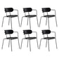 Industrial Style Kitchen Dining Chair Dining Stackable Arm Chairs with Metal Legs Black 6 Piece Set Clearhalo ' kitchen&dining_furn' 'Dining Chairs' 'Dining Tables & Seating' 'dining_chair' 'furn' 'furn_dining_chair' 'Furniture' 'furniture_dining_chair' 'Kitchen & Dining Furniture' 'kitchen' 4065947
