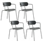 Industrial Style Kitchen Dining Chair Dining Stackable Arm Chairs with Metal Legs Grey 4 Piece Set Clearhalo ' kitchen&dining_furn' 'Dining Chairs' 'Dining Tables & Seating' 'dining_chair' 'furn' 'furn_dining_chair' 'Furniture' 'furniture_dining_chair' 'Kitchen & Dining Furniture' 'kitchen' 4065950
