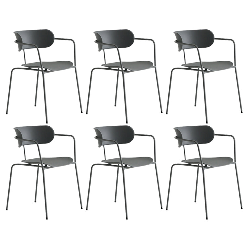 Industrial Style Kitchen Dining Chair Dining Stackable Arm Chairs with Metal Legs Grey 6 Piece Set Clearhalo ' kitchen&dining_furn' 'Dining Chairs' 'Dining Tables & Seating' 'dining_chair' 'furn' 'furn_dining_chair' 'Furniture' 'furniture_dining_chair' 'Kitchen & Dining Furniture' 'kitchen' 4065952