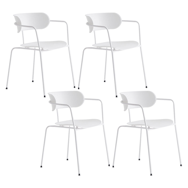 Industrial Style Kitchen Dining Chair Dining Stackable Arm Chairs with Metal Legs White 4 Piece Set Clearhalo ' kitchen&dining_furn' 'Dining Chairs' 'Dining Tables & Seating' 'dining_chair' 'furn' 'furn_dining_chair' 'Furniture' 'furniture_dining_chair' 'Kitchen & Dining Furniture' 'kitchen' 4065957