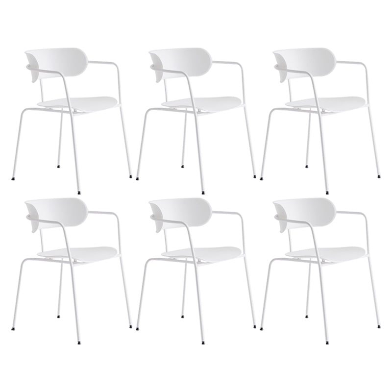 Industrial Style Kitchen Dining Chair Dining Stackable Arm Chairs with Metal Legs White 6 Piece Set Clearhalo ' kitchen&dining_furn' 'Dining Chairs' 'Dining Tables & Seating' 'dining_chair' 'furn' 'furn_dining_chair' 'Furniture' 'furniture_dining_chair' 'Kitchen & Dining Furniture' 'kitchen' 4065958