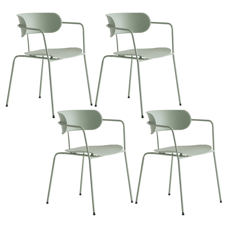Industrial Style Kitchen Dining Chair Dining Stackable Arm Chairs with Metal Legs Green 4 Piece Set Clearhalo ' kitchen&dining_furn' 'Dining Chairs' 'Dining Tables & Seating' 'dining_chair' 'furn' 'furn_dining_chair' 'Furniture' 'furniture_dining_chair' 'Kitchen & Dining Furniture' 'kitchen' 4065962