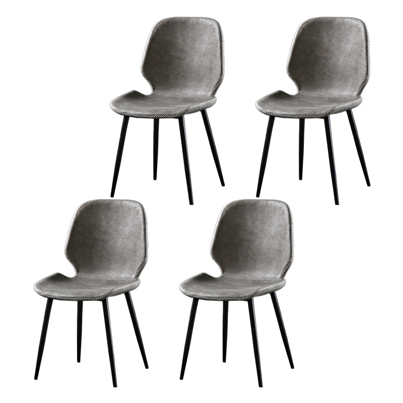 Industrial Metal Dining Side Chair Dining Room Wingback Armless Side Chair Light Gray 4 Piece Set Clearhalo ' kitchen&dining_furn' 'Dining Chairs' 'Dining Tables & Seating' 'dining_chair' 'furn' 'furn_dining_chair' 'Furniture' 'furniture_dining_chair' 'Kitchen & Dining Furniture' 'kitchen' 4065986