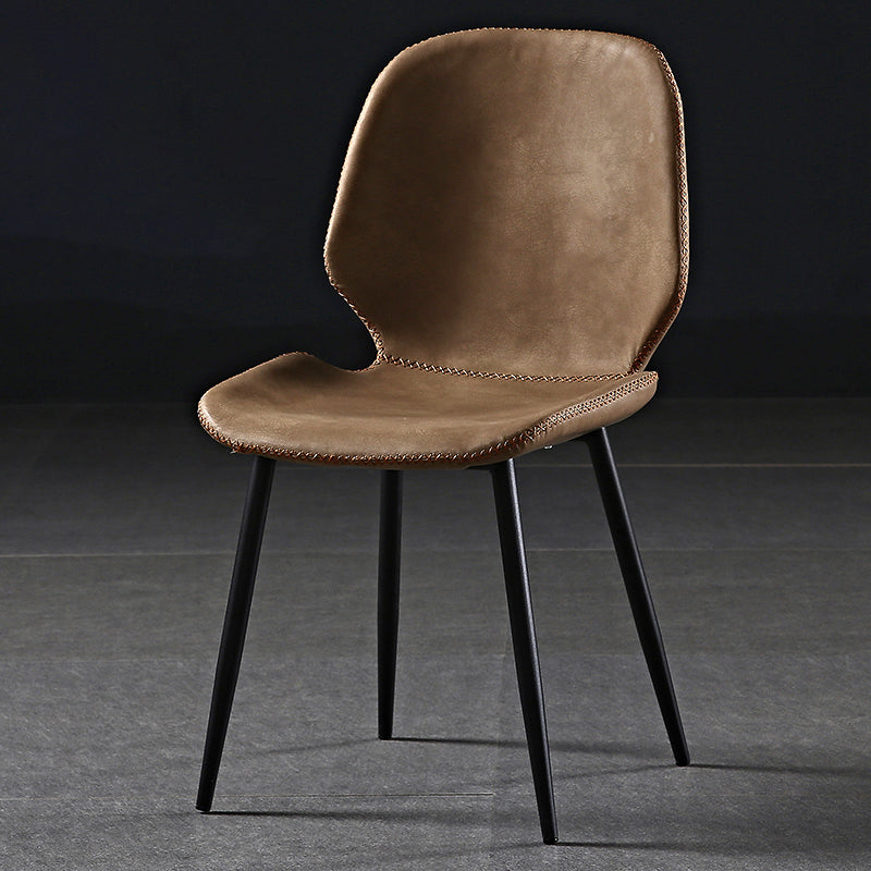 Industrial Metal Dining Side Chair Dining Room Wingback Armless Side Chair Brown 1 Piece Clearhalo ' kitchen&dining_furn' 'Dining Chairs' 'Dining Tables & Seating' 'dining_chair' 'furn' 'furn_dining_chair' 'Furniture' 'furniture_dining_chair' 'Kitchen & Dining Furniture' 'kitchen' 4065988