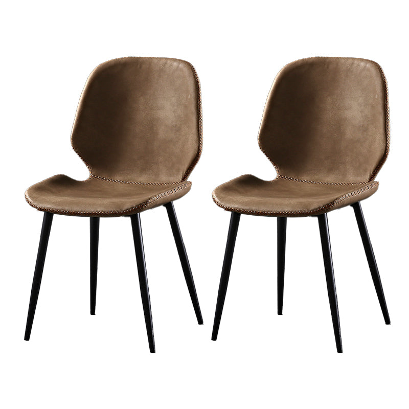 Industrial Metal Dining Side Chair Dining Room Wingback Armless Side Chair Brown 2 Piece Set Clearhalo ' kitchen&dining_furn' 'Dining Chairs' 'Dining Tables & Seating' 'dining_chair' 'furn' 'furn_dining_chair' 'Furniture' 'furniture_dining_chair' 'Kitchen & Dining Furniture' 'kitchen' 4065990