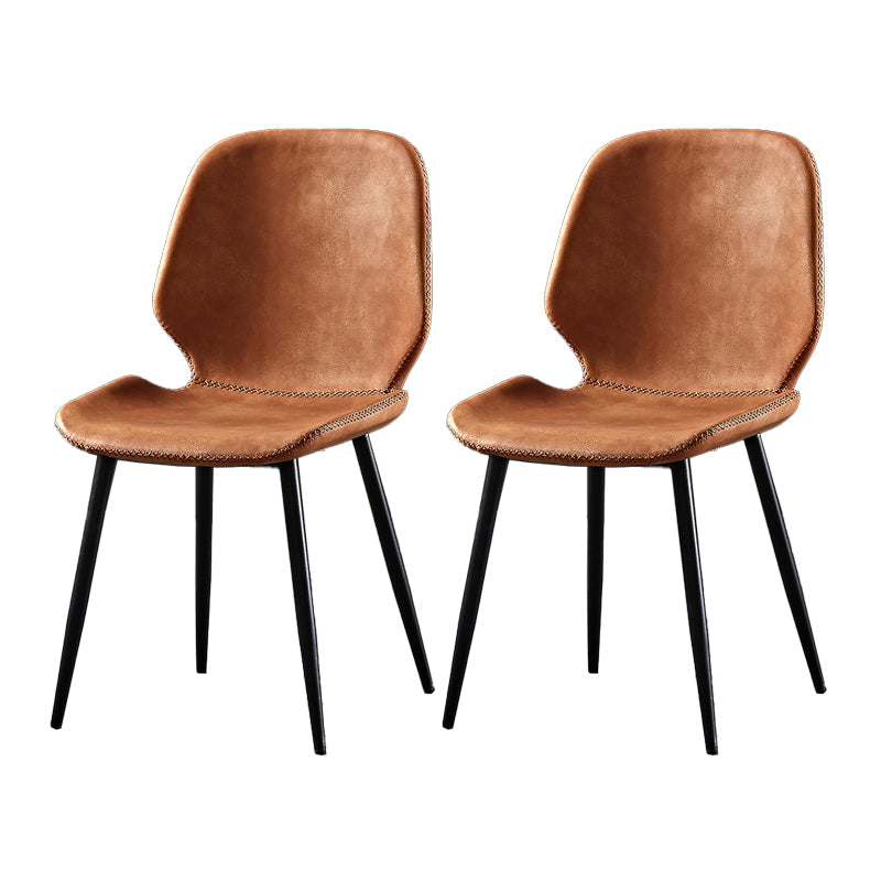 Industrial Metal Dining Side Chair Dining Room Wingback Armless Side Chair Orange 2 Piece Set Clearhalo ' kitchen&dining_furn' 'Dining Chairs' 'Dining Tables & Seating' 'dining_chair' 'furn' 'furn_dining_chair' 'Furniture' 'furniture_dining_chair' 'Kitchen & Dining Furniture' 'kitchen' 4065995