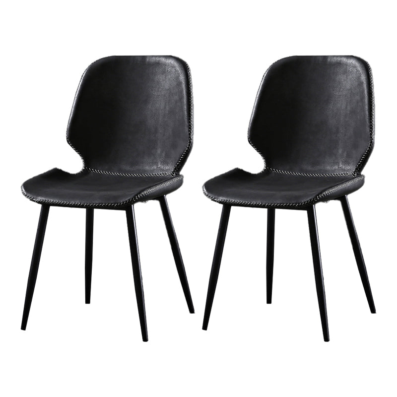 Industrial Metal Dining Side Chair Dining Room Wingback Armless Side Chair Black-Gray 2 Piece Set Clearhalo ' kitchen&dining_furn' 'Dining Chairs' 'Dining Tables & Seating' 'dining_chair' 'furn' 'furn_dining_chair' 'Furniture' 'furniture_dining_chair' 'Kitchen & Dining Furniture' 'kitchen' 4065998