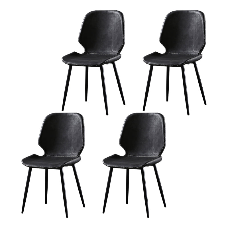 Industrial Metal Dining Side Chair Dining Room Wingback Armless Side Chair Black-Gray 4 Piece Set Clearhalo ' kitchen&dining_furn' 'Dining Chairs' 'Dining Tables & Seating' 'dining_chair' 'furn' 'furn_dining_chair' 'Furniture' 'furniture_dining_chair' 'Kitchen & Dining Furniture' 'kitchen' 4065999