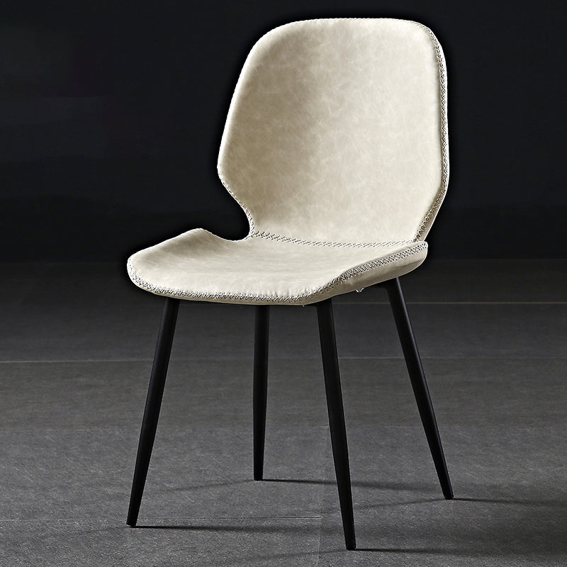 Industrial Metal Dining Side Chair Dining Room Wingback Armless Side Chair Off-White 1 Piece Clearhalo ' kitchen&dining_furn' 'Dining Chairs' 'Dining Tables & Seating' 'dining_chair' 'furn' 'furn_dining_chair' 'Furniture' 'furniture_dining_chair' 'Kitchen & Dining Furniture' 'kitchen' 4066000