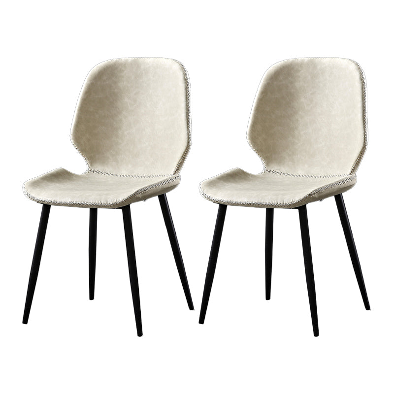 Industrial Metal Dining Side Chair Dining Room Wingback Armless Side Chair Off-White 2 Piece Set Clearhalo ' kitchen&dining_furn' 'Dining Chairs' 'Dining Tables & Seating' 'dining_chair' 'furn' 'furn_dining_chair' 'Furniture' 'furniture_dining_chair' 'Kitchen & Dining Furniture' 'kitchen' 4066001