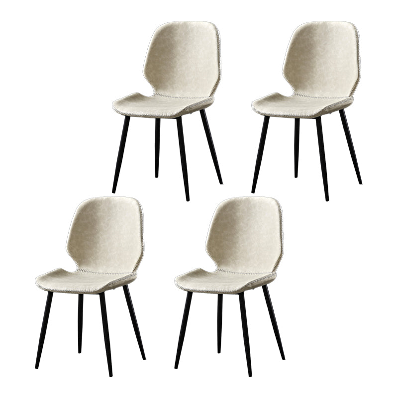 Industrial Metal Dining Side Chair Dining Room Wingback Armless Side Chair Off-White 4 Piece Set Clearhalo ' kitchen&dining_furn' 'Dining Chairs' 'Dining Tables & Seating' 'dining_chair' 'furn' 'furn_dining_chair' 'Furniture' 'furniture_dining_chair' 'Kitchen & Dining Furniture' 'kitchen' 4066002