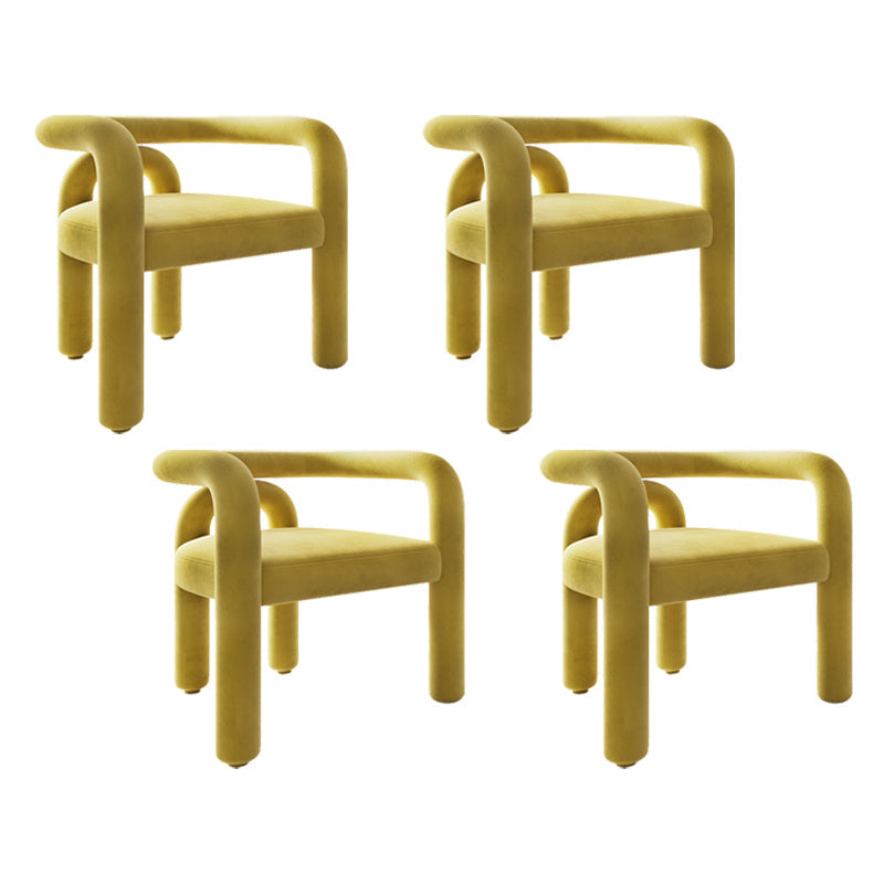 Contemporary Style Kitchen Dining Chairs Open Back Dining Arm Side Chairs Lemon Yellow 4 Piece Set Clearhalo ' kitchen&dining_furn' 'Dining Chairs' 'Dining Tables & Seating' 'dining_chair' 'furn' 'furn_dining_chair' 'Furniture' 'furniture_dining_chair' 'Kitchen & Dining Furniture' 'kitchen' 4066011