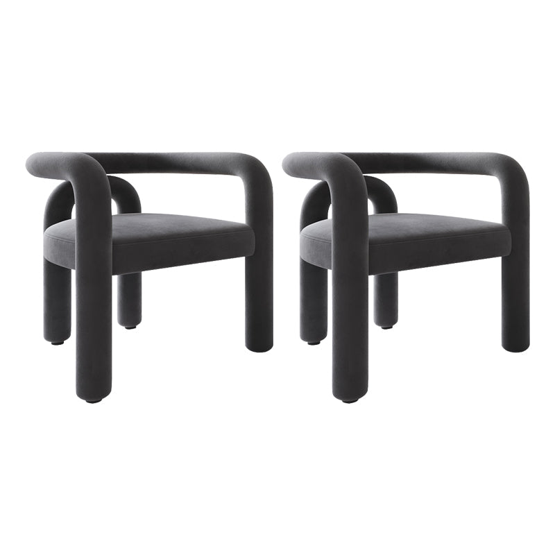 Contemporary Style Kitchen Dining Chairs Open Back Dining Arm Side Chairs Dark Gray 2 Piece Set Clearhalo ' kitchen&dining_furn' 'Dining Chairs' 'Dining Tables & Seating' 'dining_chair' 'furn' 'furn_dining_chair' 'Furniture' 'furniture_dining_chair' 'Kitchen & Dining Furniture' 'kitchen' 4066022