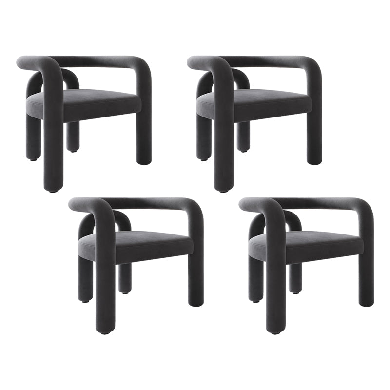 Contemporary Style Kitchen Dining Chairs Open Back Dining Arm Side Chairs Dark Gray 4 Piece Set Clearhalo ' kitchen&dining_furn' 'Dining Chairs' 'Dining Tables & Seating' 'dining_chair' 'furn' 'furn_dining_chair' 'Furniture' 'furniture_dining_chair' 'Kitchen & Dining Furniture' 'kitchen' 4066024