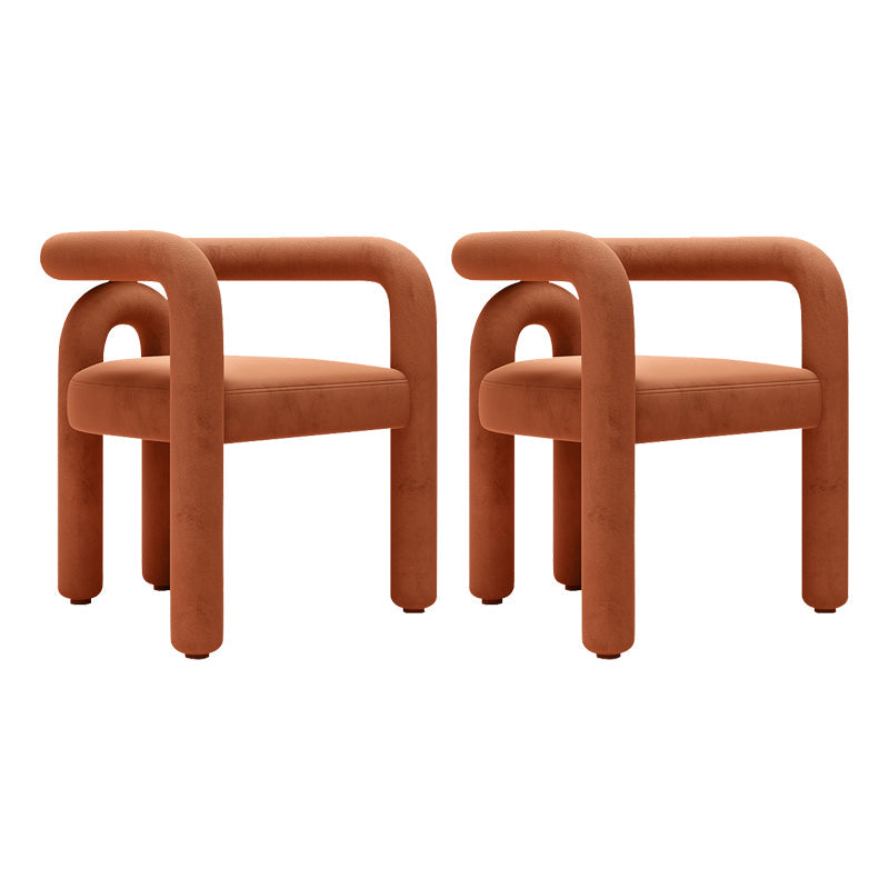 Contemporary Style Kitchen Dining Chairs Open Back Dining Arm Side Chairs Orange-Red 2 Piece Set Clearhalo ' kitchen&dining_furn' 'Dining Chairs' 'Dining Tables & Seating' 'dining_chair' 'furn' 'furn_dining_chair' 'Furniture' 'furniture_dining_chair' 'Kitchen & Dining Furniture' 'kitchen' 4066033