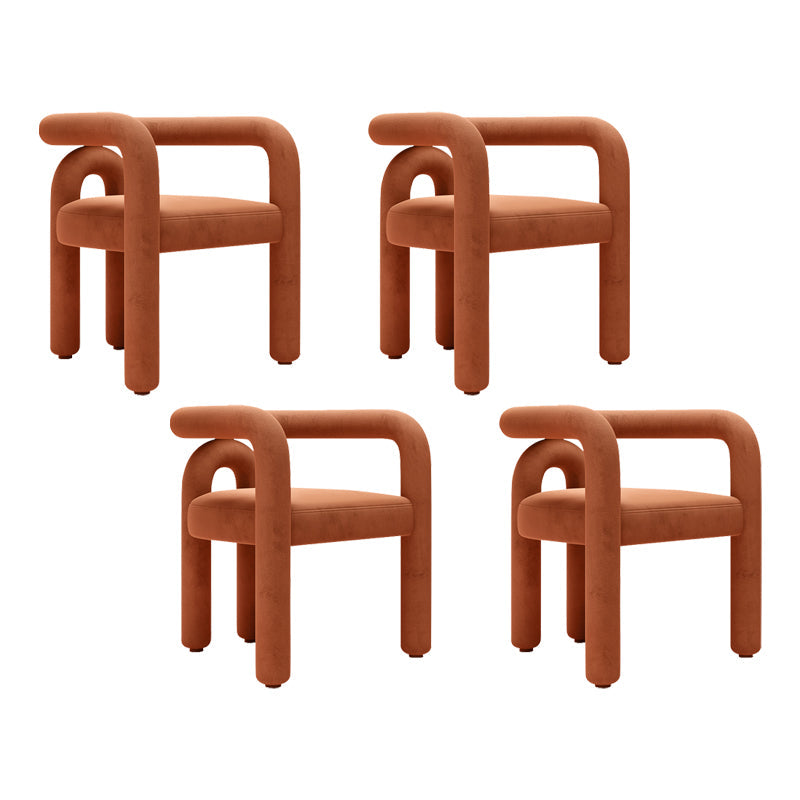 Contemporary Style Kitchen Dining Chairs Open Back Dining Arm Side Chairs Orange-Red 4 Piece Set Clearhalo ' kitchen&dining_furn' 'Dining Chairs' 'Dining Tables & Seating' 'dining_chair' 'furn' 'furn_dining_chair' 'Furniture' 'furniture_dining_chair' 'Kitchen & Dining Furniture' 'kitchen' 4066035