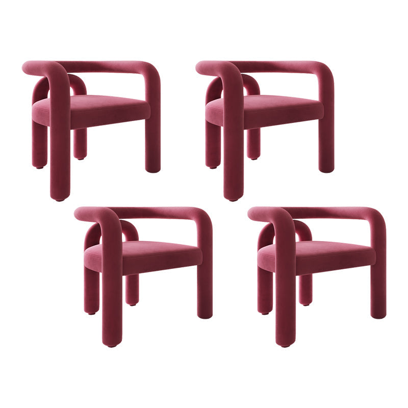 Contemporary Style Kitchen Dining Chairs Open Back Dining Arm Side Chairs Purple-Red 4 Piece Set Clearhalo ' kitchen&dining_furn' 'Dining Chairs' 'Dining Tables & Seating' 'dining_chair' 'furn' 'furn_dining_chair' 'Furniture' 'furniture_dining_chair' 'Kitchen & Dining Furniture' 'kitchen' 4066039