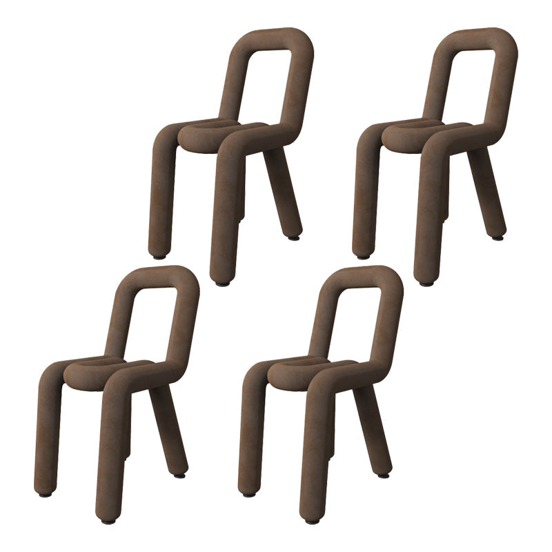 Contemporary Style Velvet Chairs Open Back Side Dining Room Chairs Set Coffee 4 Piece Set Clearhalo ' kitchen&dining_furn' 'Dining Chairs' 'Dining Tables & Seating' 'dining_chair' 'furn' 'furn_dining_chair' 'Furniture' 'furniture_dining_chair' 'Kitchen & Dining Furniture' 'kitchen' 4066052