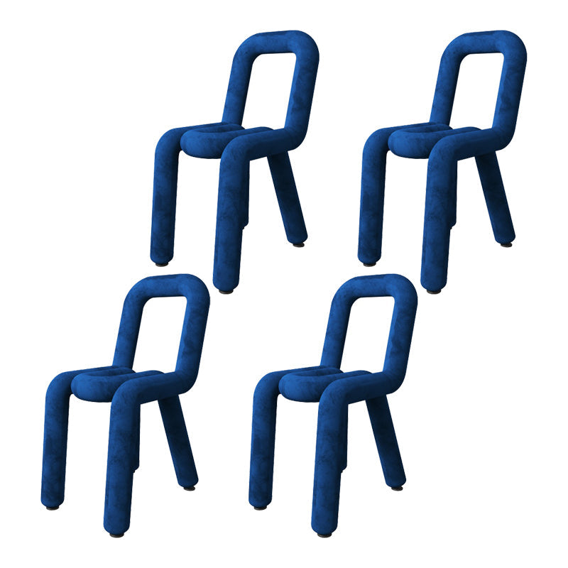 Contemporary Style Velvet Chairs Open Back Side Dining Room Chairs Set Dark Blue 4 Piece Set Clearhalo ' kitchen&dining_furn' 'Dining Chairs' 'Dining Tables & Seating' 'dining_chair' 'furn' 'furn_dining_chair' 'Furniture' 'furniture_dining_chair' 'Kitchen & Dining Furniture' 'kitchen' 4066058