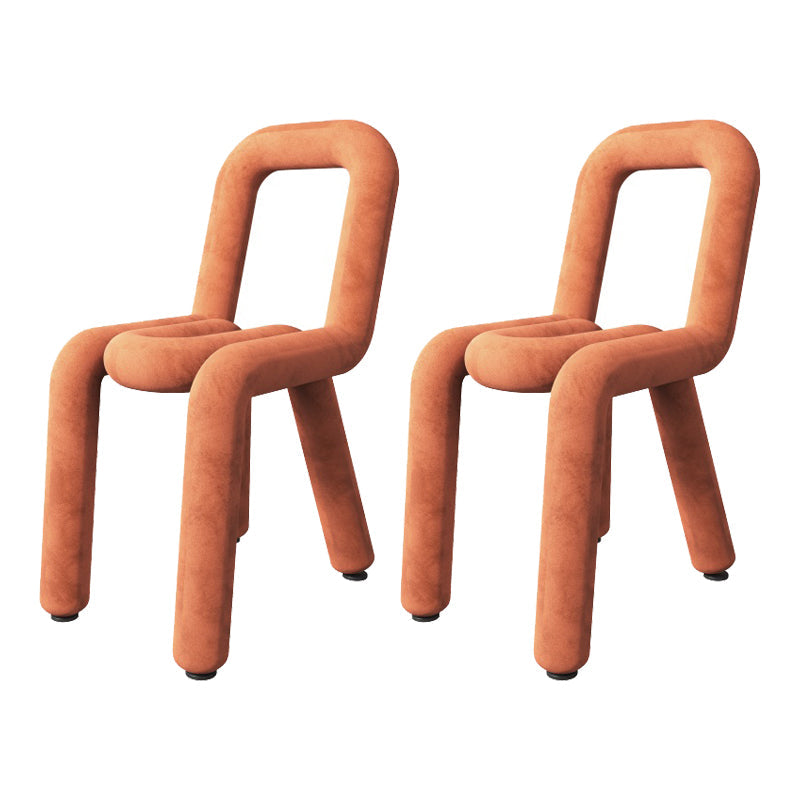 Contemporary Style Velvet Chairs Open Back Side Dining Room Chairs Set Orange 2 Piece Set Clearhalo ' kitchen&dining_furn' 'Dining Chairs' 'Dining Tables & Seating' 'dining_chair' 'furn' 'furn_dining_chair' 'Furniture' 'furniture_dining_chair' 'Kitchen & Dining Furniture' 'kitchen' 4066061