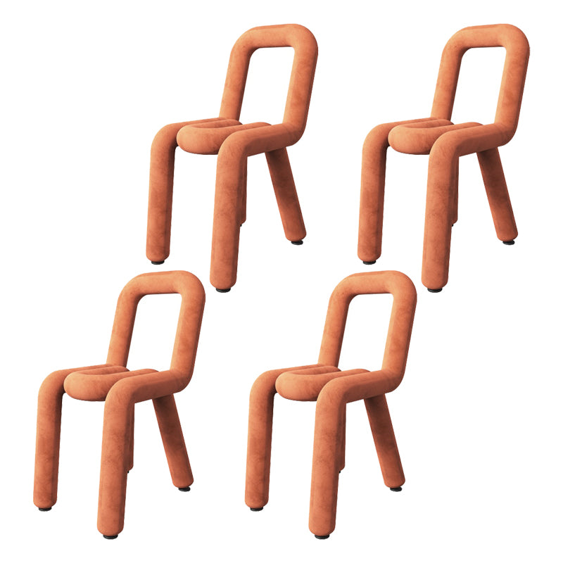 Contemporary Style Velvet Chairs Open Back Side Dining Room Chairs Set Orange 4 Piece Set Clearhalo ' kitchen&dining_furn' 'Dining Chairs' 'Dining Tables & Seating' 'dining_chair' 'furn' 'furn_dining_chair' 'Furniture' 'furniture_dining_chair' 'Kitchen & Dining Furniture' 'kitchen' 4066063