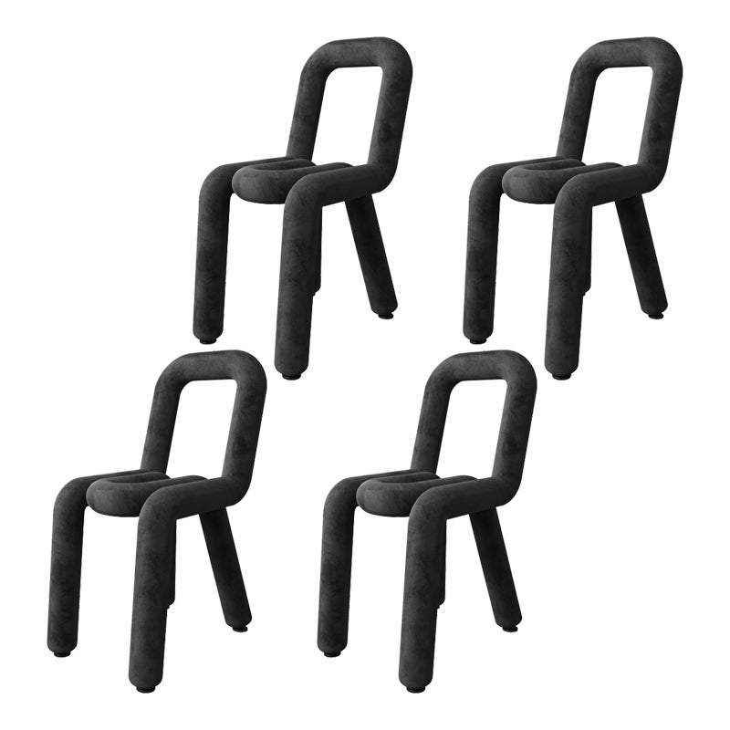 Contemporary Style Velvet Chairs Open Back Side Dining Room Chairs Set Black 4 Piece Set Clearhalo ' kitchen&dining_furn' 'Dining Chairs' 'Dining Tables & Seating' 'dining_chair' 'furn' 'furn_dining_chair' 'Furniture' 'furniture_dining_chair' 'Kitchen & Dining Furniture' 'kitchen' 4066066