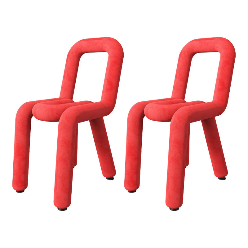 Contemporary Style Velvet Chairs Open Back Side Dining Room Chairs Set Red 2 Piece Set Clearhalo ' kitchen&dining_furn' 'Dining Chairs' 'Dining Tables & Seating' 'dining_chair' 'furn' 'furn_dining_chair' 'Furniture' 'furniture_dining_chair' 'Kitchen & Dining Furniture' 'kitchen' 4066071