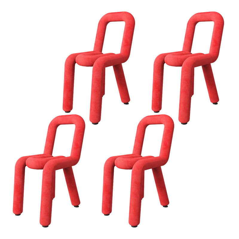 Contemporary Style Velvet Chairs Open Back Side Dining Room Chairs Set Red 4 Piece Set Clearhalo ' kitchen&dining_furn' 'Dining Chairs' 'Dining Tables & Seating' 'dining_chair' 'furn' 'furn_dining_chair' 'Furniture' 'furniture_dining_chair' 'Kitchen & Dining Furniture' 'kitchen' 4066072