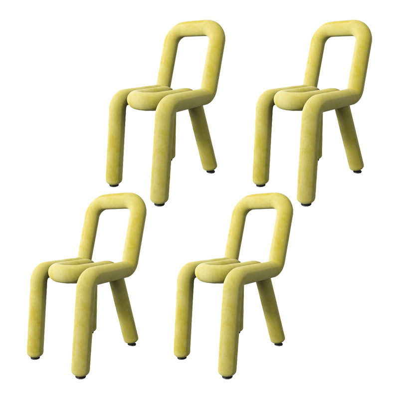 Contemporary Style Velvet Chairs Open Back Side Dining Room Chairs Set Yellow 4 Piece Set Clearhalo ' kitchen&dining_furn' 'Dining Chairs' 'Dining Tables & Seating' 'dining_chair' 'furn' 'furn_dining_chair' 'Furniture' 'furniture_dining_chair' 'Kitchen & Dining Furniture' 'kitchen' 4066078