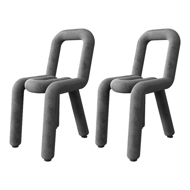 Contemporary Style Velvet Chairs Open Back Side Dining Room Chairs Set Grey 2 Piece Set Clearhalo ' kitchen&dining_furn' 'Dining Chairs' 'Dining Tables & Seating' 'dining_chair' 'furn' 'furn_dining_chair' 'Furniture' 'furniture_dining_chair' 'Kitchen & Dining Furniture' 'kitchen' 4066080
