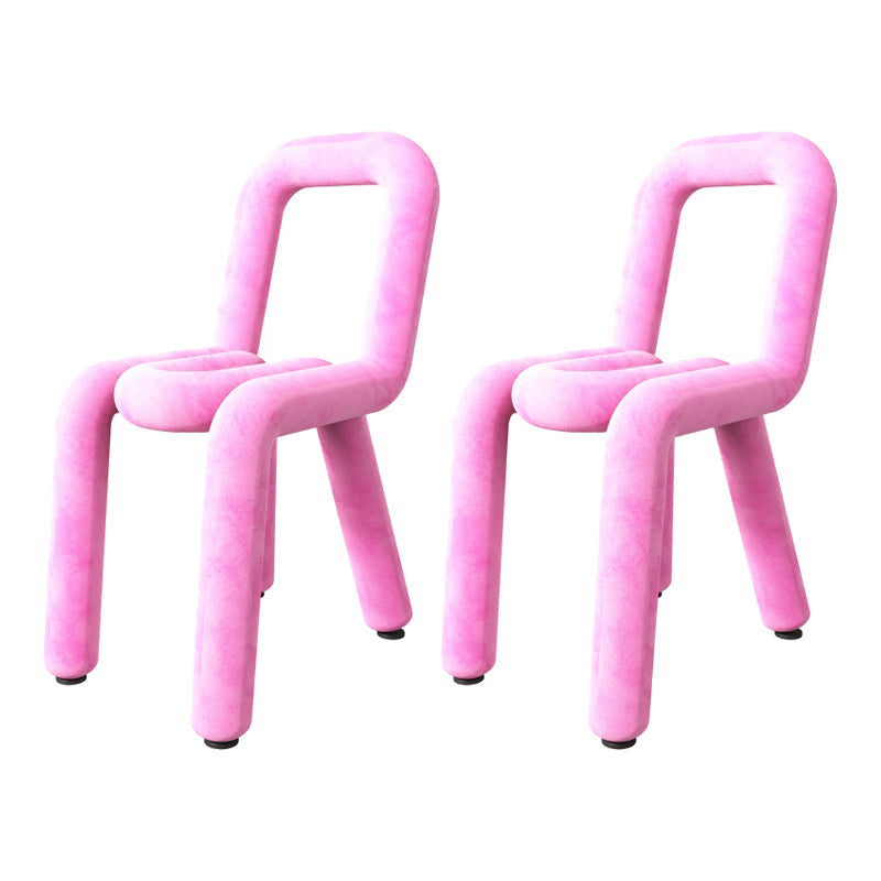 Contemporary Style Velvet Chairs Open Back Side Dining Room Chairs Set Pink 2 Piece Set Clearhalo ' kitchen&dining_furn' 'Dining Chairs' 'Dining Tables & Seating' 'dining_chair' 'furn' 'furn_dining_chair' 'Furniture' 'furniture_dining_chair' 'Kitchen & Dining Furniture' 'kitchen' 4066083