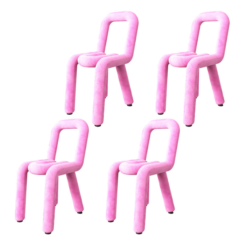 Contemporary Style Velvet Chairs Open Back Side Dining Room Chairs Set Pink 4 Piece Set Clearhalo ' kitchen&dining_furn' 'Dining Chairs' 'Dining Tables & Seating' 'dining_chair' 'furn' 'furn_dining_chair' 'Furniture' 'furniture_dining_chair' 'Kitchen & Dining Furniture' 'kitchen' 4066084