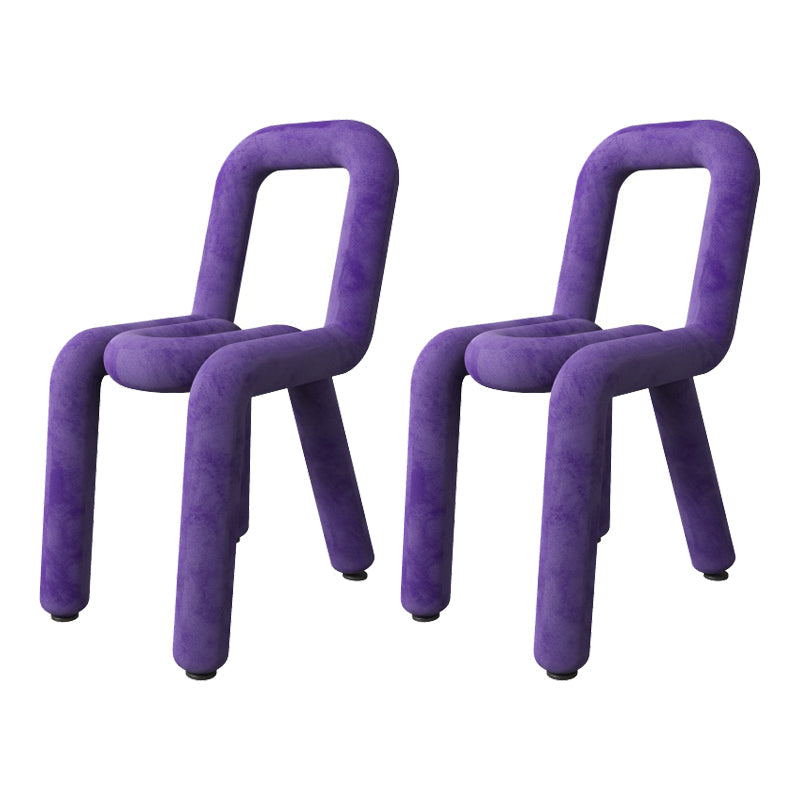 Contemporary Style Velvet Chairs Open Back Side Dining Room Chairs Set Purple 2 Piece Set Clearhalo ' kitchen&dining_furn' 'Dining Chairs' 'Dining Tables & Seating' 'dining_chair' 'furn' 'furn_dining_chair' 'Furniture' 'furniture_dining_chair' 'Kitchen & Dining Furniture' 'kitchen' 4066086
