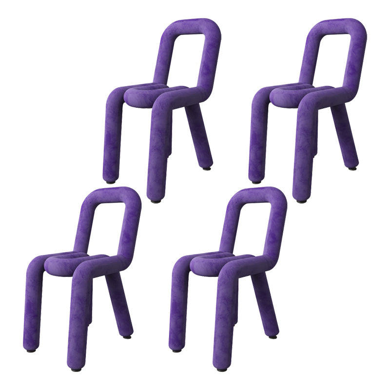 Contemporary Style Velvet Chairs Open Back Side Dining Room Chairs Set Purple 4 Piece Set Clearhalo ' kitchen&dining_furn' 'Dining Chairs' 'Dining Tables & Seating' 'dining_chair' 'furn' 'furn_dining_chair' 'Furniture' 'furniture_dining_chair' 'Kitchen & Dining Furniture' 'kitchen' 4066087