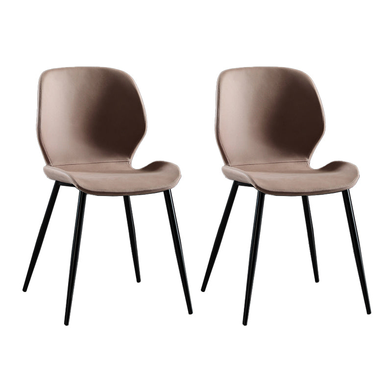 Industrial Metal Dining Side Chair Dining Room Armless Wingback Side Chair Light Camel 2 Piece Set Clearhalo ' kitchen&dining_furn' 'Dining Chairs' 'Dining Tables & Seating' 'dining_chair' 'furn' 'furn_dining_chair' 'Furniture' 'furniture_dining_chair' 'Kitchen & Dining Furniture' 'kitchen' 4066097