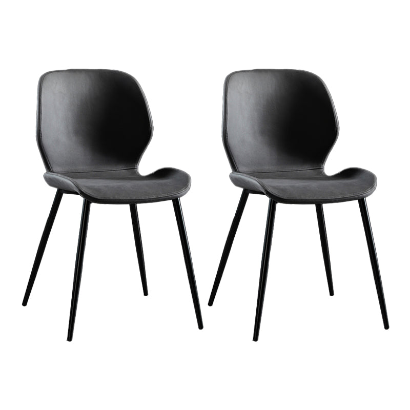 Industrial Metal Dining Side Chair Dining Room Armless Wingback Side Chair Dark Gray 2 Piece Set Clearhalo ' kitchen&dining_furn' 'Dining Chairs' 'Dining Tables & Seating' 'dining_chair' 'furn' 'furn_dining_chair' 'Furniture' 'furniture_dining_chair' 'Kitchen & Dining Furniture' 'kitchen' 4066101