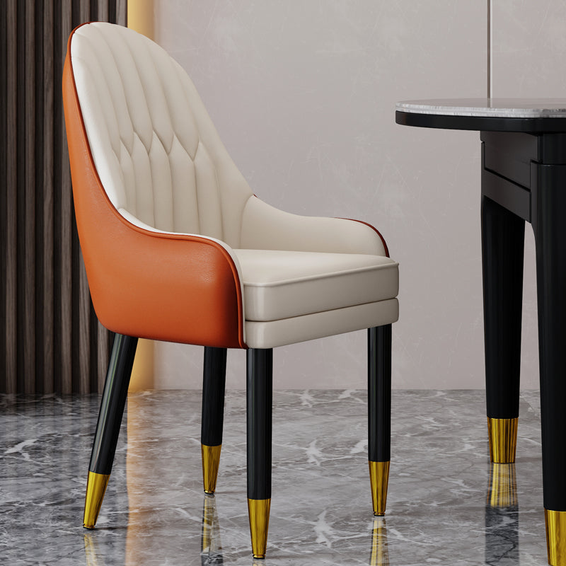 Scandinavian Home Arm Chair Upholstered Parsons Back Wood Dining Room Chair Orange White 1 Piece Clearhalo ' kitchen&dining_furn' 'Dining Chairs' 'Dining Tables & Seating' 'dining_chair' 'furn' 'furn_dining_chair' 'Furniture' 'furniture_dining_chair' 'Kitchen & Dining Furniture' 'kitchen' 4066120