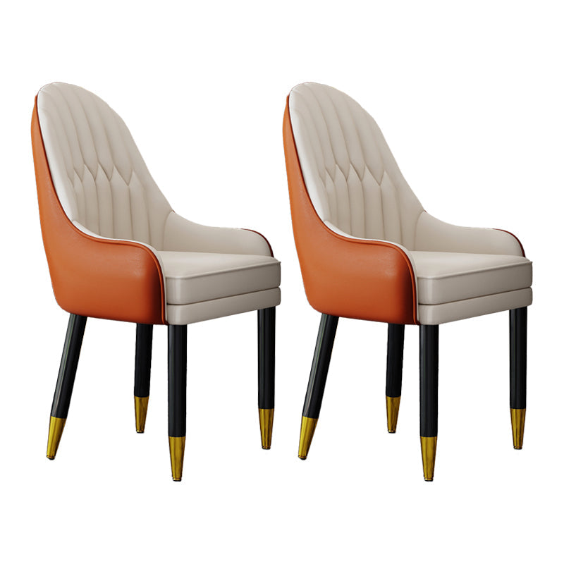 Scandinavian Home Arm Chair Upholstered Parsons Back Wood Dining Room Chair Orange White 2 Piece Set Clearhalo ' kitchen&dining_furn' 'Dining Chairs' 'Dining Tables & Seating' 'dining_chair' 'furn' 'furn_dining_chair' 'Furniture' 'furniture_dining_chair' 'Kitchen & Dining Furniture' 'kitchen' 4066122